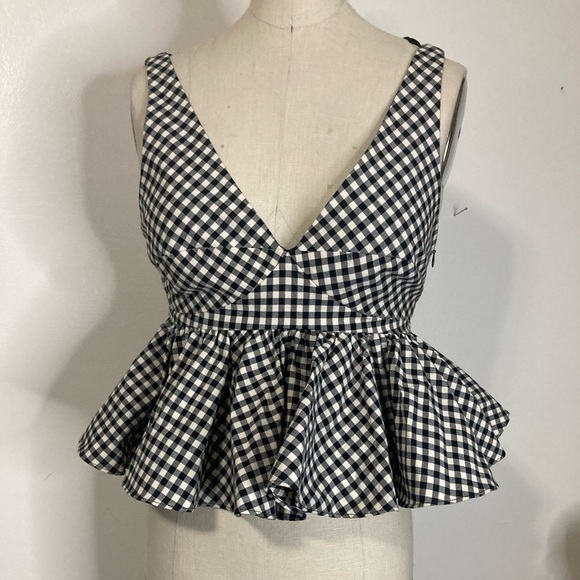 Cottage core gingham peplum milkmaid top - Picture 2 of 10